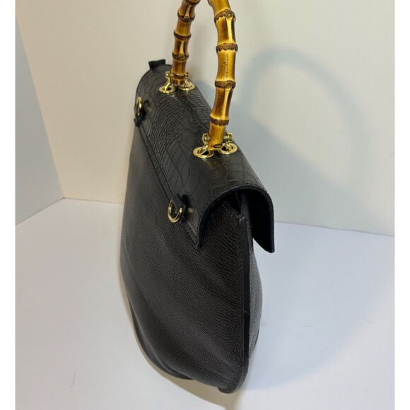 Solo Perché Italy Nove Croc Emboss Leather Purse Handbag Designer Womens - Picture 5 of 9